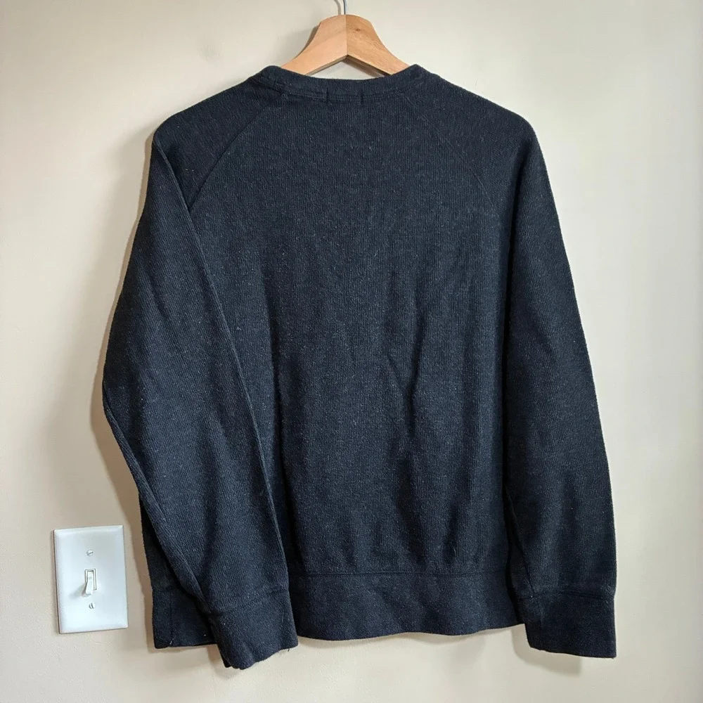 Banana Republic Textured Knit Sweatshirt Medium Charcoal Gray Mens Raglan Cotton